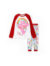 Passendes Familien-Pyjama-Set mit Weihnachtsbärenmotiv und Regenbogen-Print